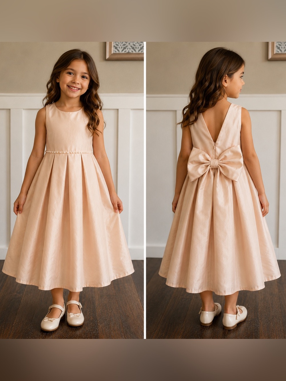 Elegant Cream Kids Formal Dress